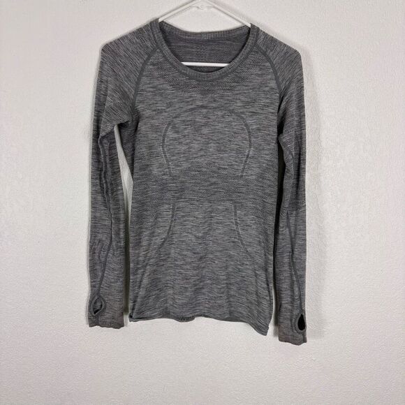 Lululemon Grey Vent Tech Long Sleeve Top Women's Size 6 - Picture 1 of 10